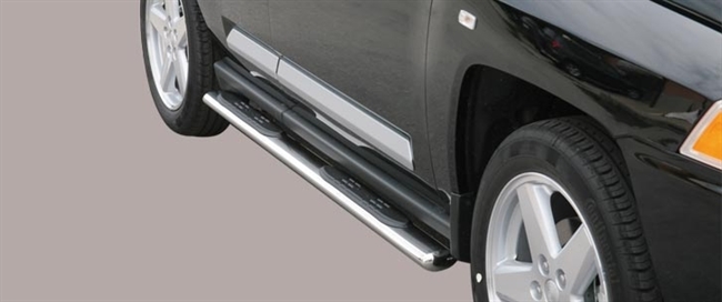Side bars med trin fra Mach i rustfri stål - Fås i sort og blank til Jeep Compass årg. 07-10