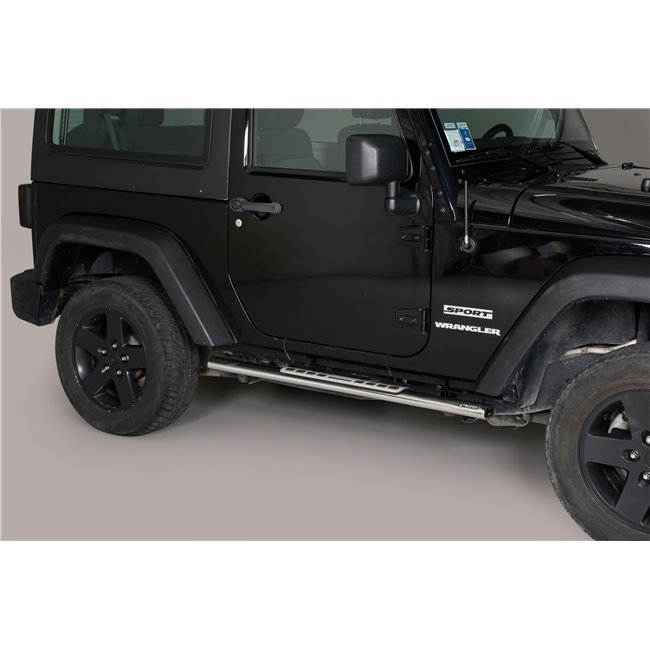 Side bars med trin - Fås i sort og blank til Jeep Wrangler 3-dørs Årgang 2011+